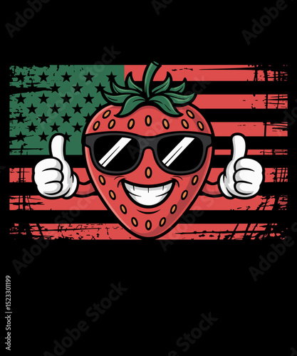 Strawberry American Flag for Fruits Lovers USA Strawberry