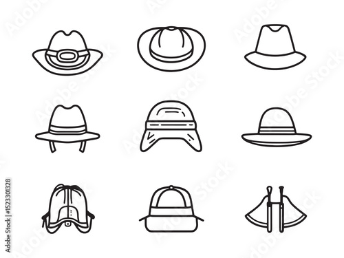 Hiking Hat Minimalist 2D Line Illustration