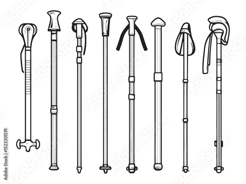Hiking Stick Minimalist 2D Line Design