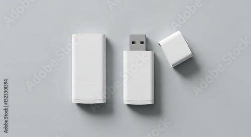 Blank White USB Flash Drives Mockup for Branding and Design