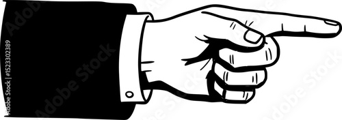 A hand pointing finger at you cartoon illustration, Want You Pointing Front Uncle Sam Need Finger Hand. A hand pointing a finger in a direction sign. Wearing a business suit in a vintage antique