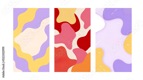 Playful Abstract Pastel Background Set Modern Youthful Aesthetic