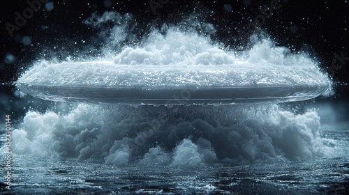 Ethereal Frozen Disk: A Mystical Ice Formation