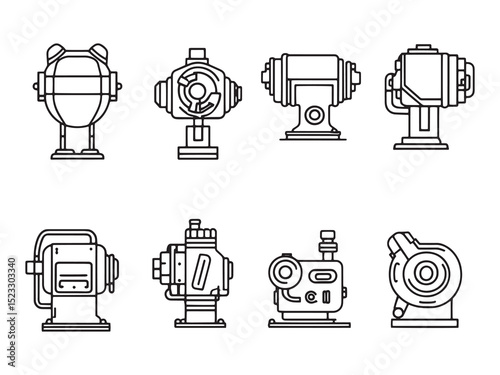 Hydraulic Pump Ultra Minimalist 2D Line Art Version