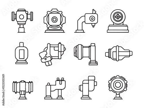 Hydraulic Pump Ultra Minimalist 2D Line Art Version