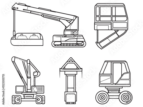 Boom Lift ultra minimalist 2D line art