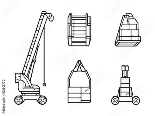 Boom Lift ultra minimalist 2D line art variation