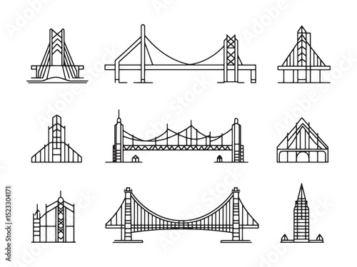 Bridge ultra minimalist 2D line art
