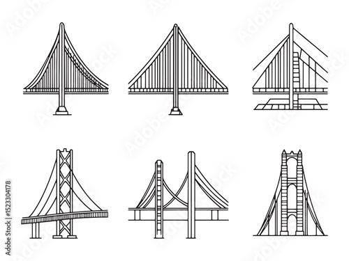 Bridge ultra minimalist 2D line art variation