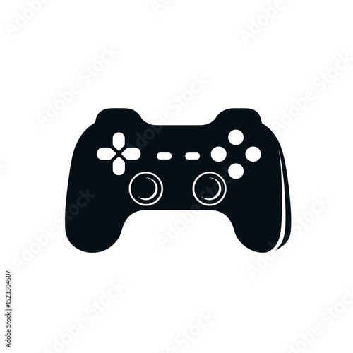 Minimal black vector icon of a gaming controller for video games and entertainment
