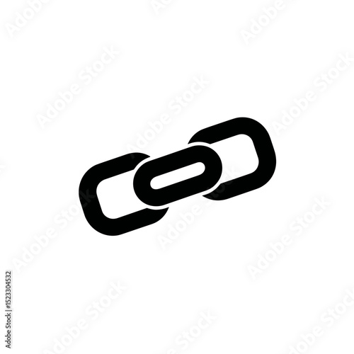 Minimal black vector icon of a chain link symbol for connection, hyperlink, and networking
