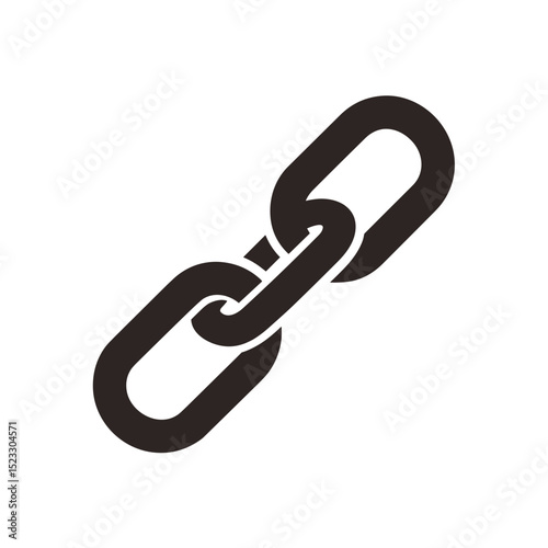 Minimal black vector icon of a link chain symbol for connection and attachment
