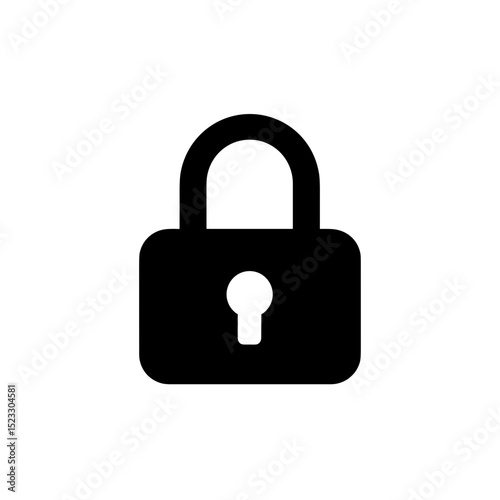 Simple black vector icon of a locked padlock symbol for security and privacy
