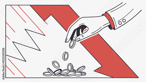 Hand Dropping Coins as Market Declines