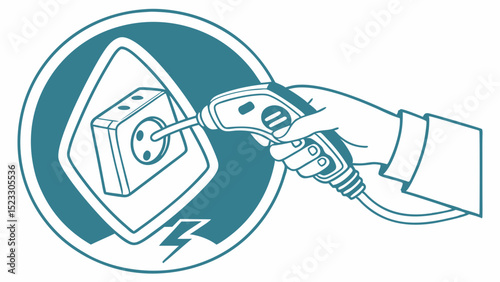 Hand plugging electrical tester into outlet within warning circle