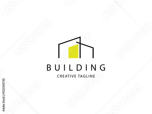 Minimalist building logo for architect, construction and property
