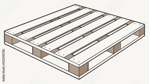 Isometric illustration of a wooden shipping pallet with visible nail holes