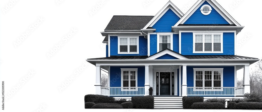 Two-Story House with Blue Exterior Two-Story House with Blue Exterior