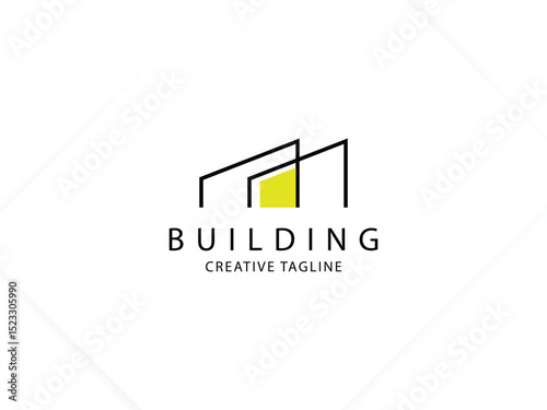 Minimalist building logo for architect, construction and property