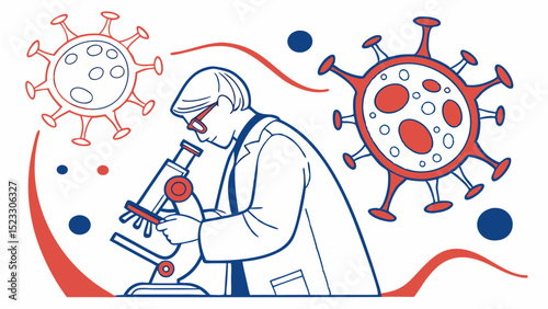 Scientist Examining Coronavirus Under Microscope