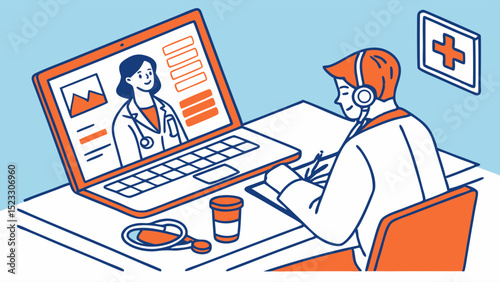 Telemedicine Consultation Depicting Doctor and Patient on Laptop Screen