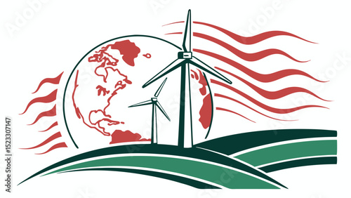 Wind Turbines and Earth Depicting Renewable Energy Concept