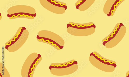 Vector hot dog seamless pattern. Hot dog seamless pattern background great for wallpaper decoration vector illustration