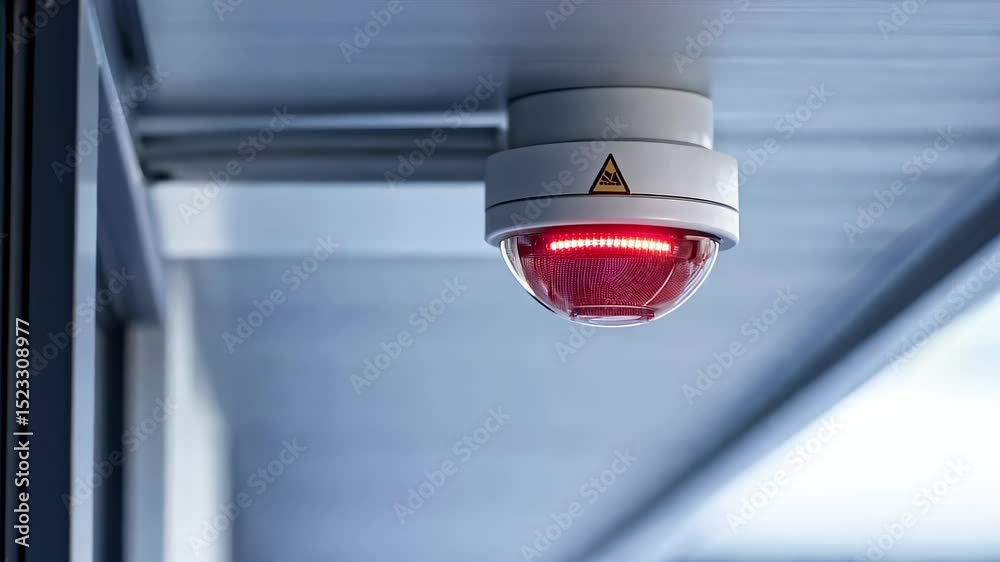 Modern Security Camera with Flashing Red Light