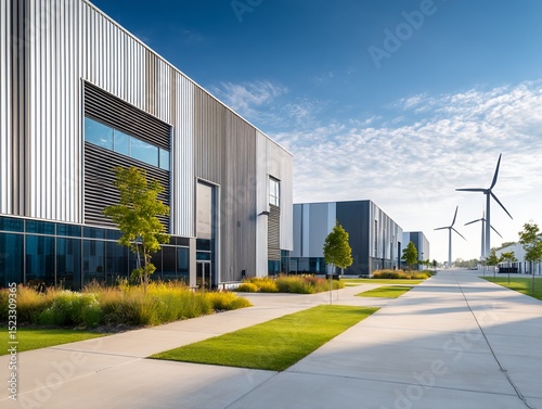Wallpaper Mural Modern Industrial Park with Wind Turbines Torontodigital.ca