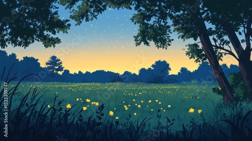 Firefly meadow twilight