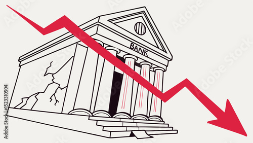Bank Building with Declining Trend Graph