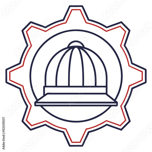 Abstract graphic representation of a safely gear concept in red and blue