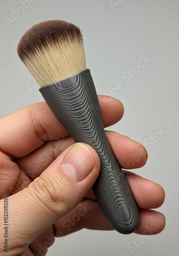 Makeup Brush in Minimalist Style with Neutral Tones Representing Beauty Tools and Personal Grooming photo