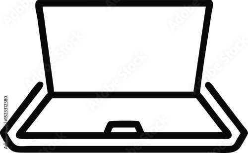 Black laptop silhouette on white with transparency perfect for digital concepts