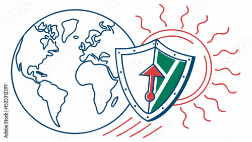 Earth Protected by Shield from Environmental Threats Depicted in Illustration