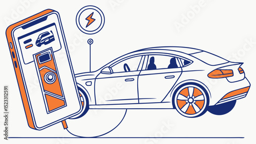 Electric car charging controlled by a smartphone application