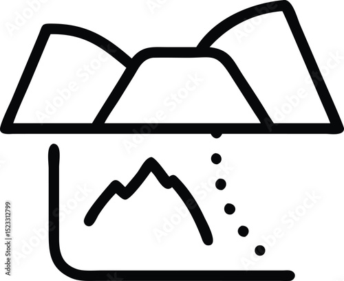 Black outline icon depicting various mining equipment and tools used for extraction