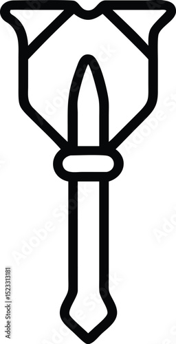 Black outline icon of a simple wooden stake for various design applications