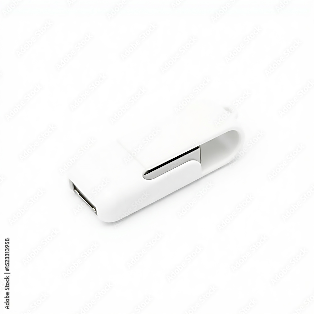 Fototapeta premium White usb adapter converter connector hub for electronics and data transfer device