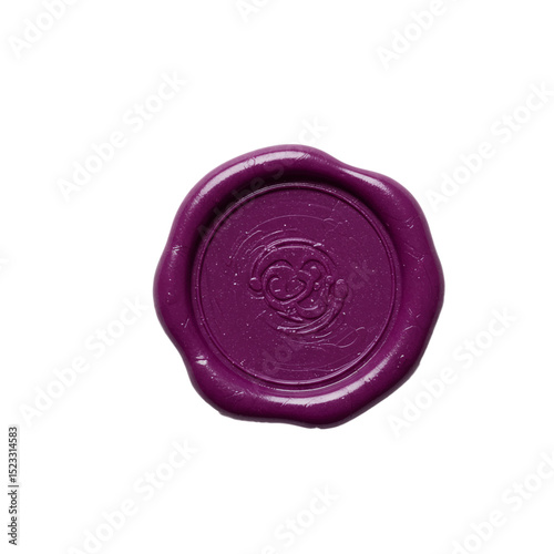 purple wax seal isolated on white background