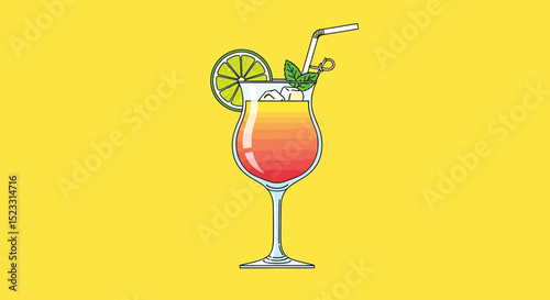 Refreshing Summer Cocktail Illustration Tropical Drink Design