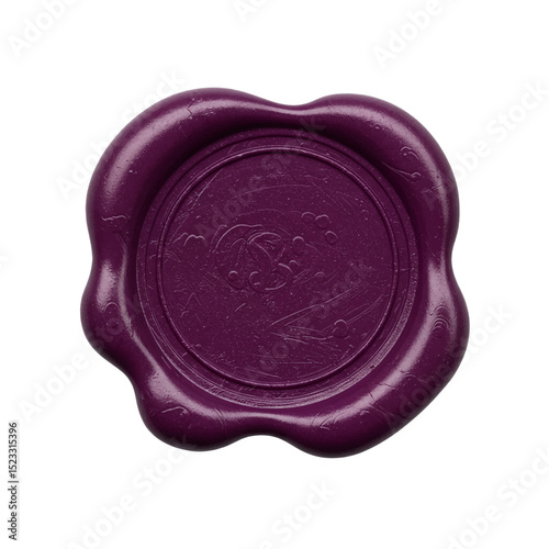 purple wax seal isolated on white background