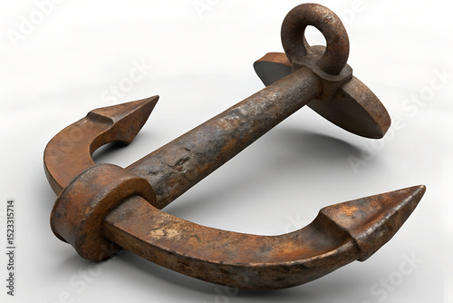 Rusty Anchor A 3D Render of a Weathered Maritime Artifact photo