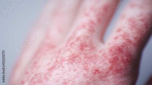Examining Skin Rash on Hand in Close Up Detail
