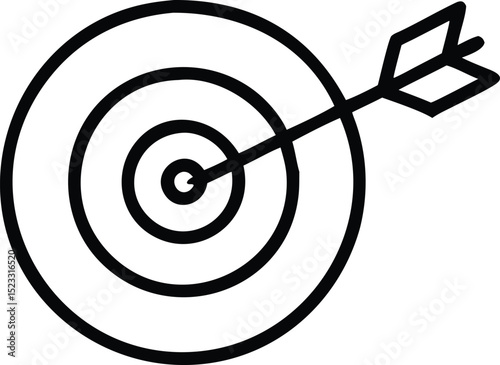 Black silhouette target bullseye design with arrow depicting precision and accuracy