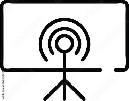 Black streaming icon silhouette displaying a broadcast symbol with transparency