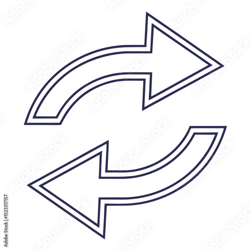 Blue outline arrows symbolizing refresh update loop and data synchronization process