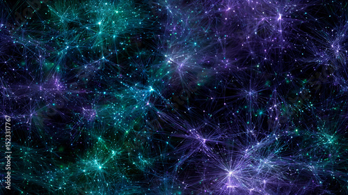 Vibrant seamless pattern of dynamic cosmic lights in dark space