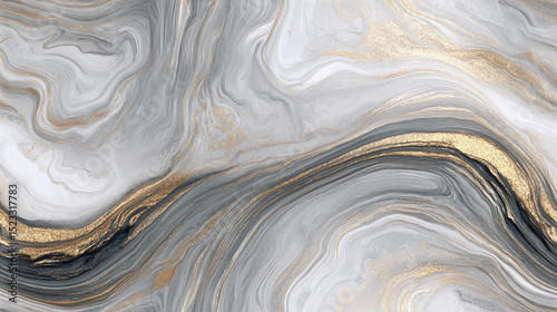 Elegant seamless pattern with flowing gray and gold abstract design