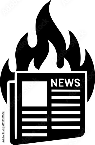 Burning News Icon Logo, News on fire, vector illustration
